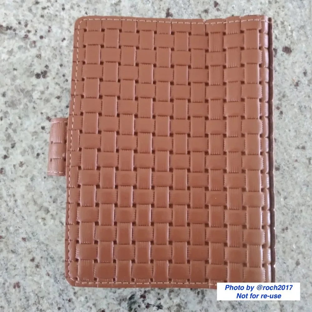 A7 Ring Binder Basket Weave Embossed Leather Planner
